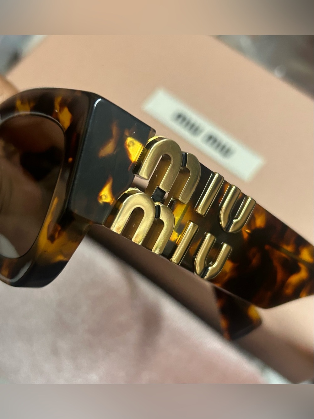 Miu Miu Women's Tortoiseshell Rectangular Sunglasses - Brown Lenses